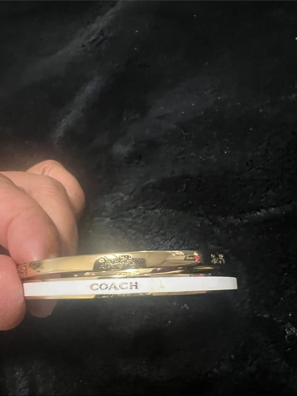 COACH Gold and White Logo Bangle Set